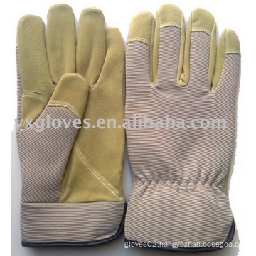 Work Glove-Labor Glove-Safety Glove-Garden Glove-Leather Glove-Grey &Beige Glove